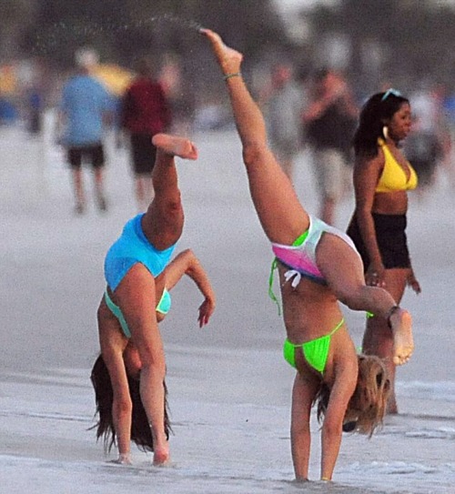 Selena Gomez and Vanessa Hudgens in a bikini on set of Spring Breakers